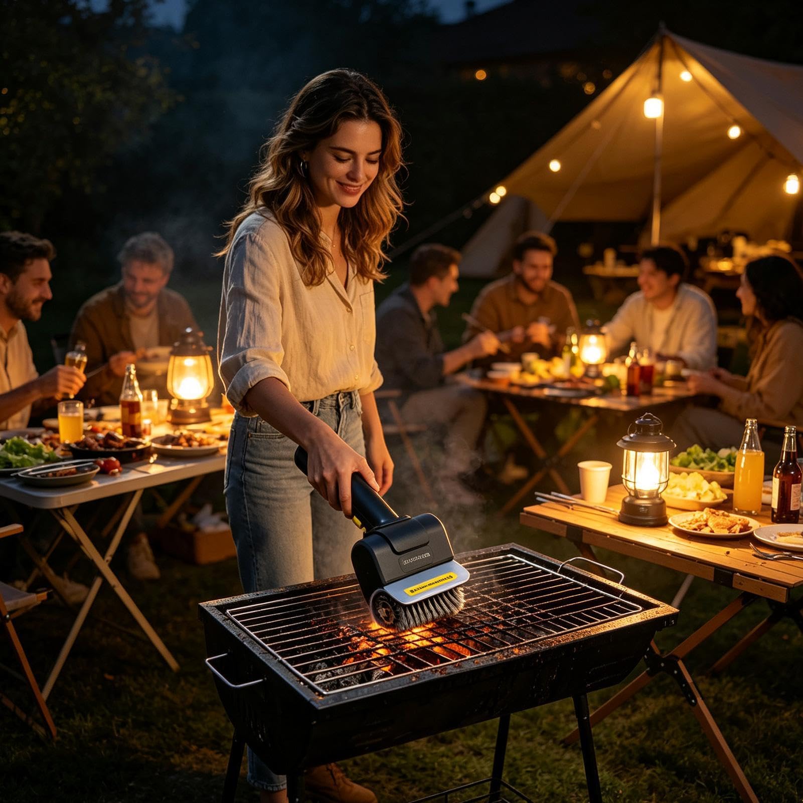 Spazzola Elettrica Per Griglia Barbecue Manico Ergonomico Senza Fili Setole | Spazzola Elettrica per Barbecue Per Casa Cucina Ristorante Campeggio Picnic Patio Balcone