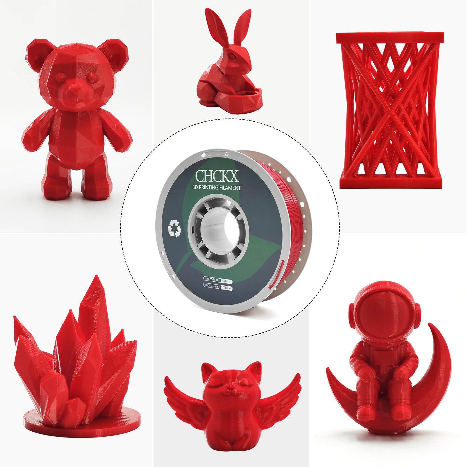 PETG 3D-Drucker-Filament, Maßgenauigkeit +/- 0,03 mm, 1-kg-Spule (1 kg), 1,75 mm, Rot