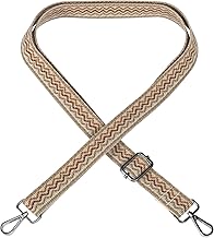 EAZY CASE - Adjustable Bag Strap, Replacement Strap for Handbags, Shoulder Strap for Shoulder Bags, Thin Strap for Bags and Tote Bags, DIY Bag Strap, Waves - Beige Brown Metal Silver
