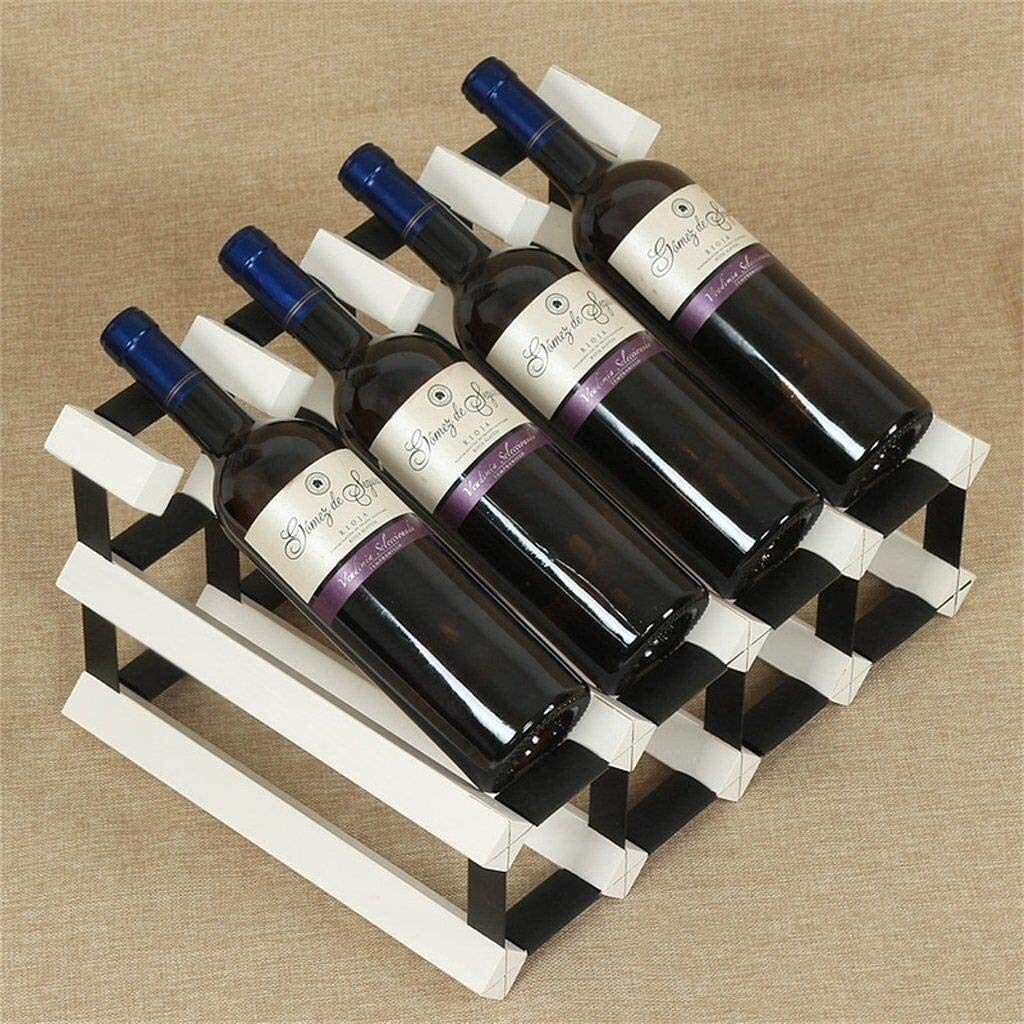 Casier à vin mural en bois massif pour 8 bouteilles et verres