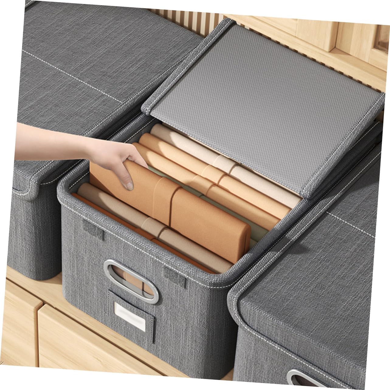 Clothes Storage Organizer Capacity Foldable Storage Bin with Lid Lightweight Design for Bedroom Closet and Under Bed