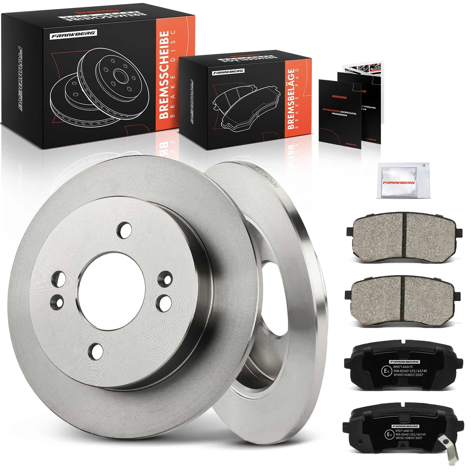 Frankberg 2 discos de freno + 4 pastillas de freno | 5830207A10, 5830207A00; Compatible con: Picanto TA, i10 PA, Picanto SA