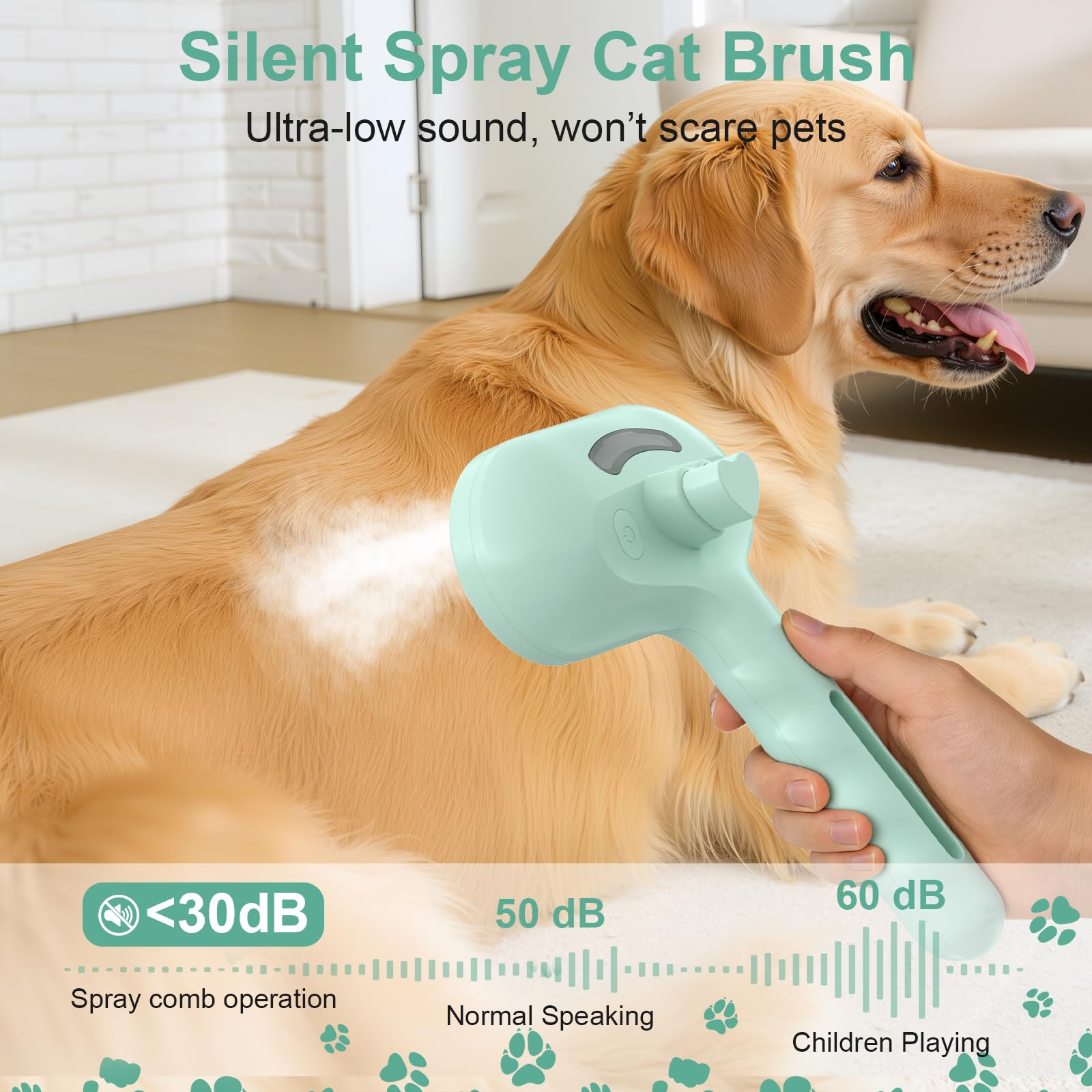 Cepillo para perros y gatos, cepillo de vapor para mascotas, cepillo de vapor para perros y gatos, peine antiestático de pelo largo y corto, herramienta de peluquería para mascotas, verde