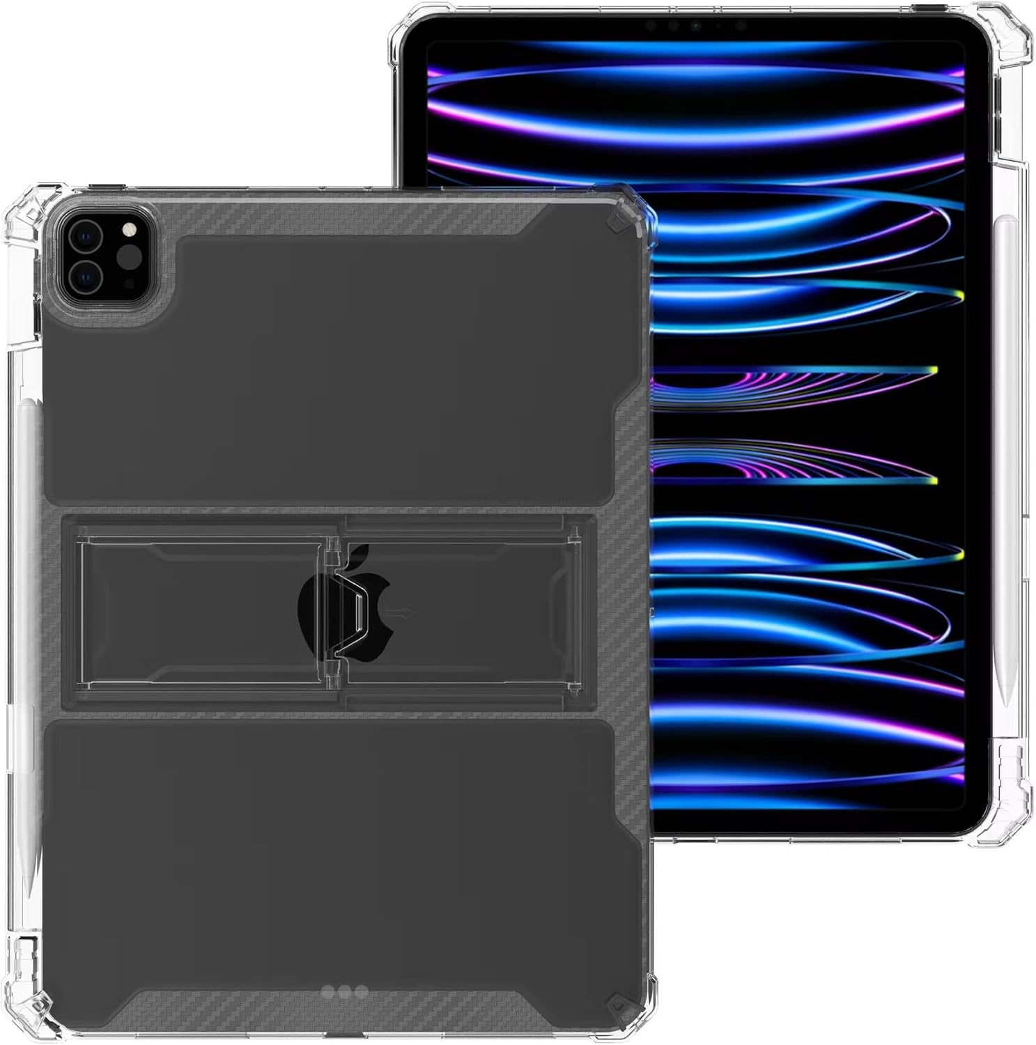 Dteck for iPad Pro 11-inch (M4/M5) Case 2024/2025 Release with Kickstand/Stylus Pencil Holder Slot - Soft Silicone TPU Clear Back Cover Protective Durable Simple Tablet Basic Case Shell (Transparent)