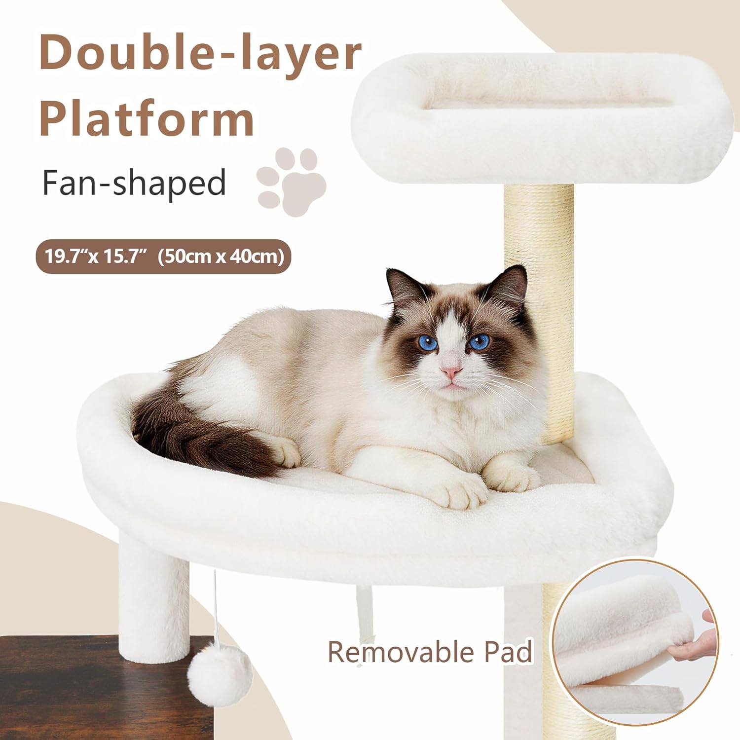 Cat Tree, 70.9 Inch Wood Cat Tower for Large Cats Adult, Modern Cat Furniture with Double-Layer Wooden Cat Condo, 2 Platforms, Large Hammock and Scratching Posts, Rustic Brown GCT102SR