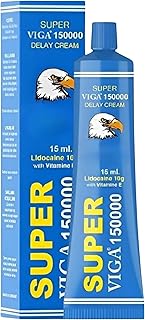 Super Viga 150000 Delay Cream for Men - Premium Lidocaine 10% Desensitizing Formula - Stay Hard, Delay Ejaculation & Improve Sexual Performance - 0.50 Fl Oz (Pack of 1)