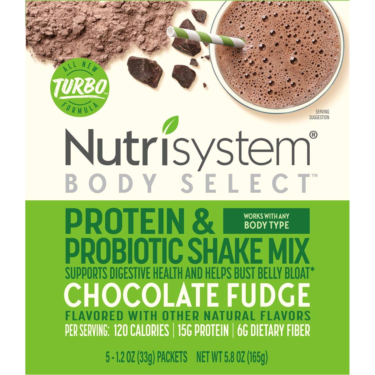 Nutrisystem Turbo Shake Probiotics, Chocolate Shake Mix, 5 Little Packets (Pack of 2)