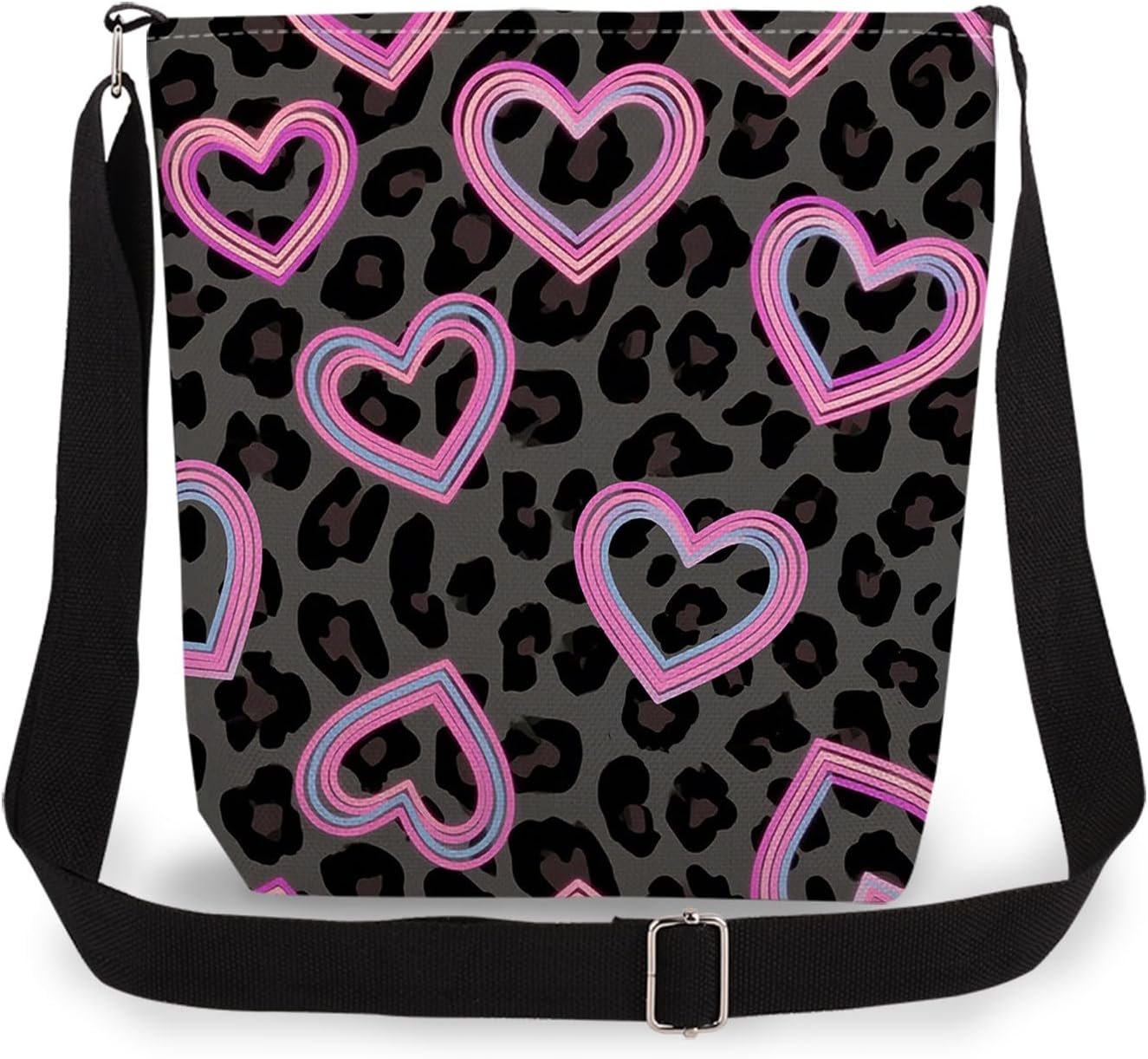 Leopard Heart Cheetah Double-sided Printed Messenger Bag