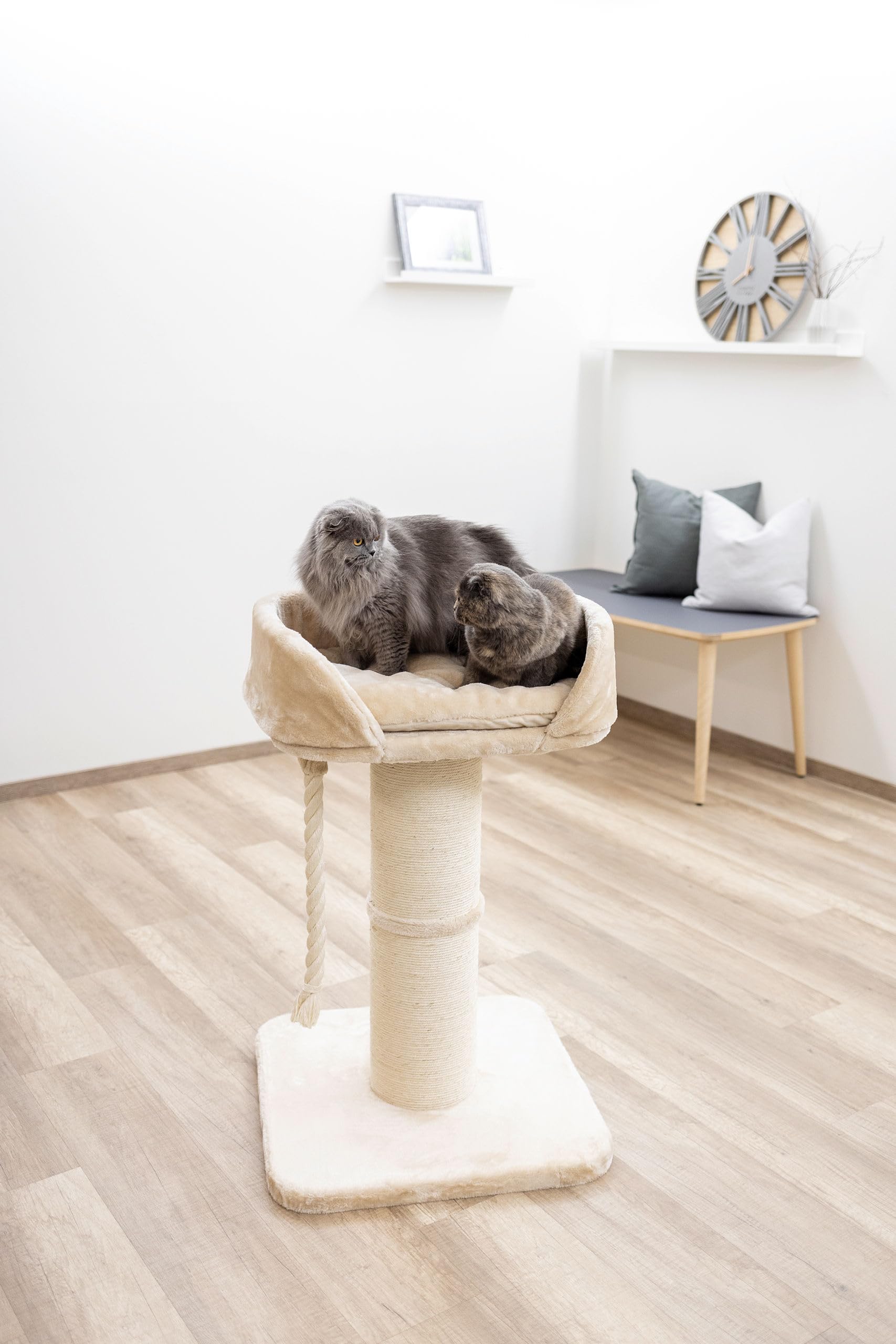 Kerbl Pet Árbol rascador Toni XL, rascador para Gatos, Beige, 58x58x93 cm, Estable y Resistente, para Gatos Maine Coon, rascador Robusto de sisal Natural