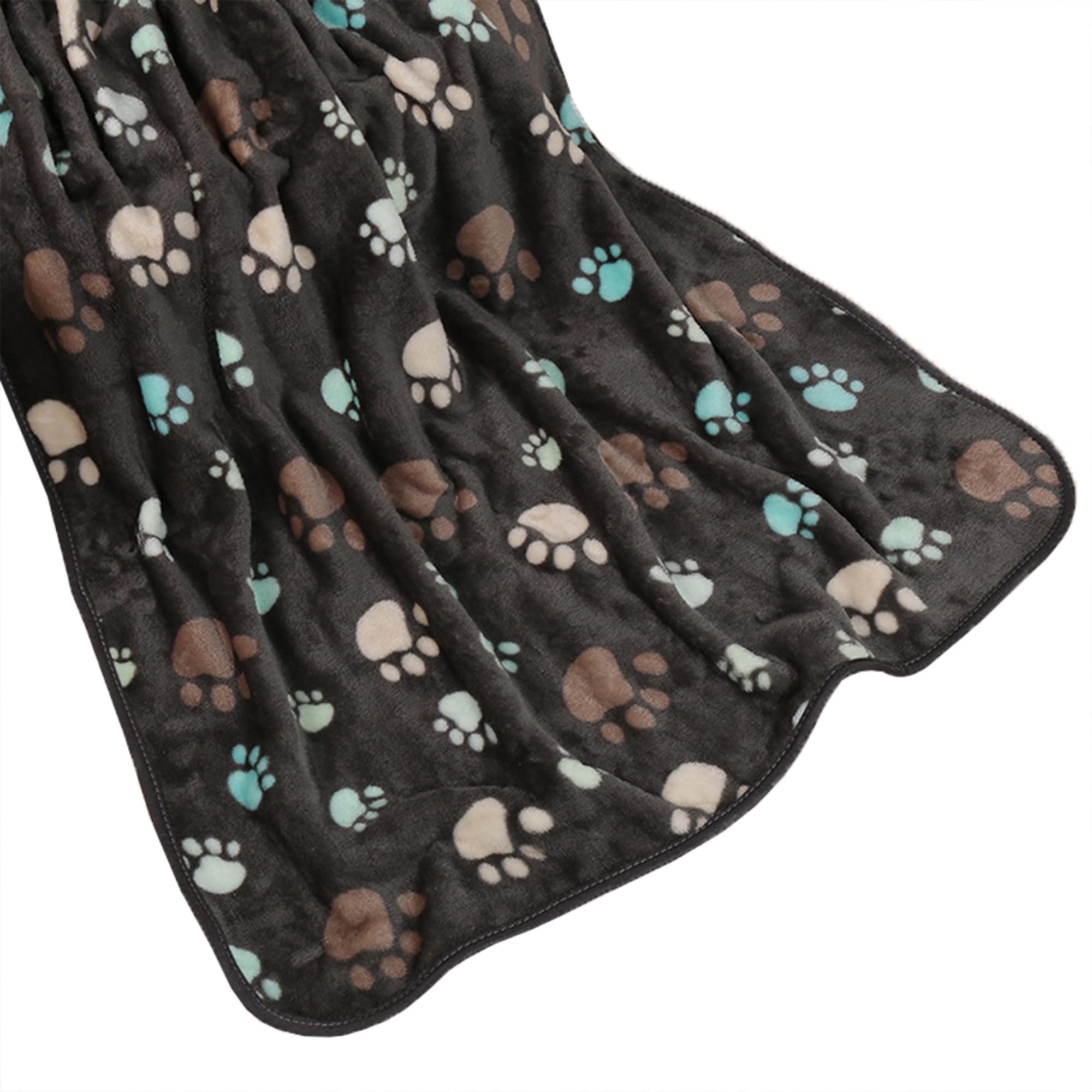 XIEMINLE Calming Dog Blanket, 2/4 Pack Cats Puppy Blankets, Washable Pet Cover Blankets, Paw Print Flannel Blanket for Small Medium Dogs and Cats, Sofa Couch Protector (Grey,2pcs,102x76cm)
