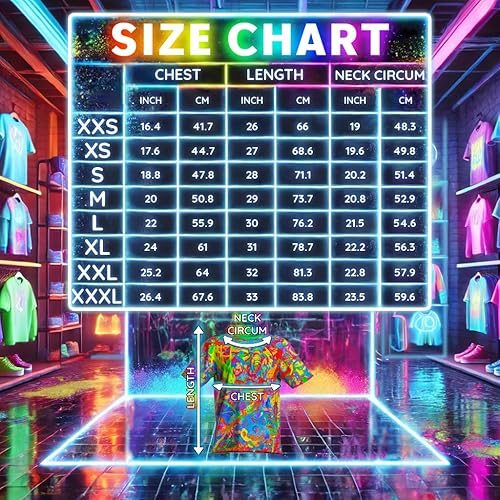 Miniatura 3 de aofmoka - Camiseta ultravioleta hecha a mano, reactiva a luz negra, con impresión decorativa