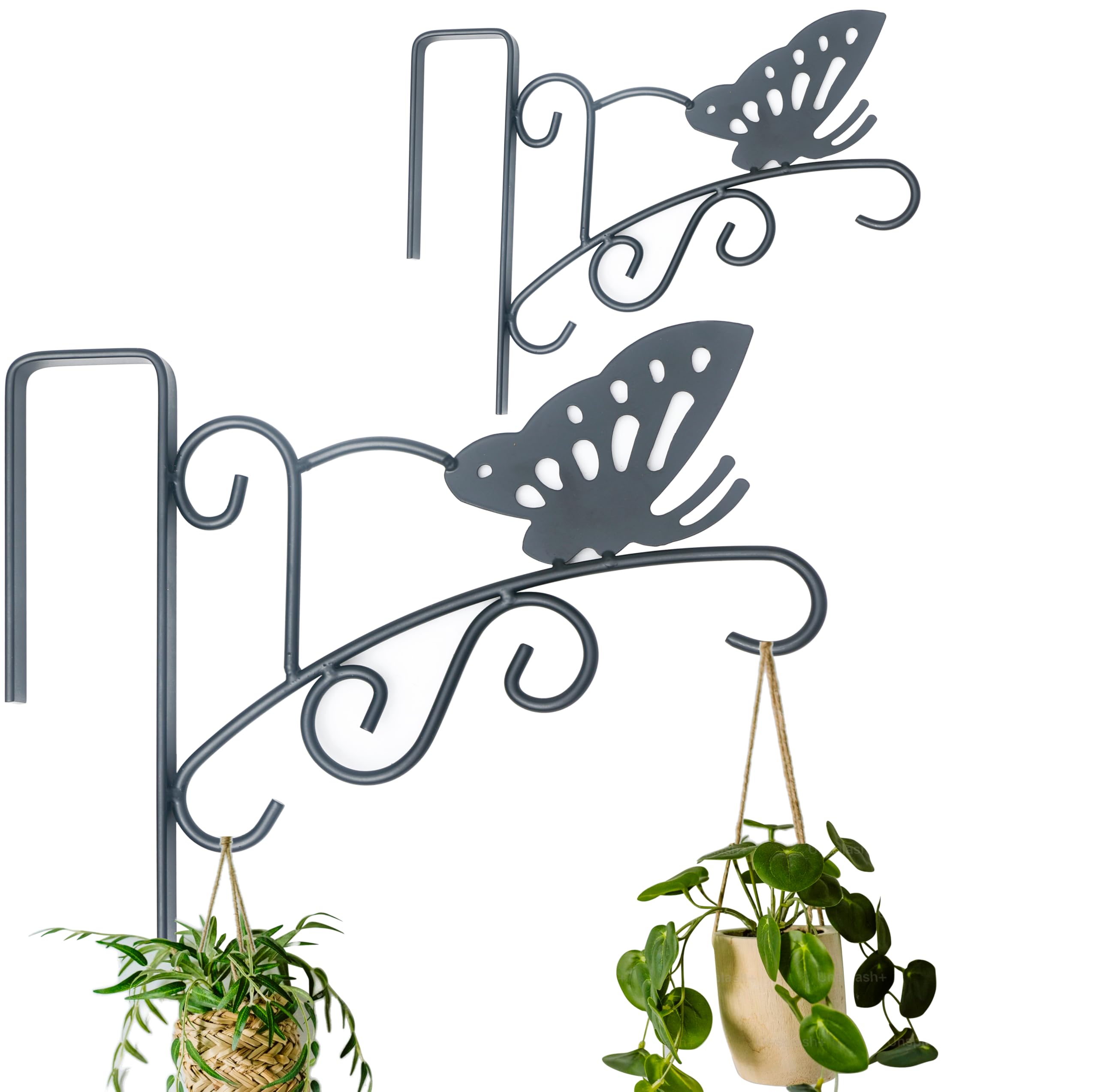 MINGFANITY 2 Pack Fence Hanging Brackets for Plants, Bird Feeders, Lights, No Drilling Need, Black