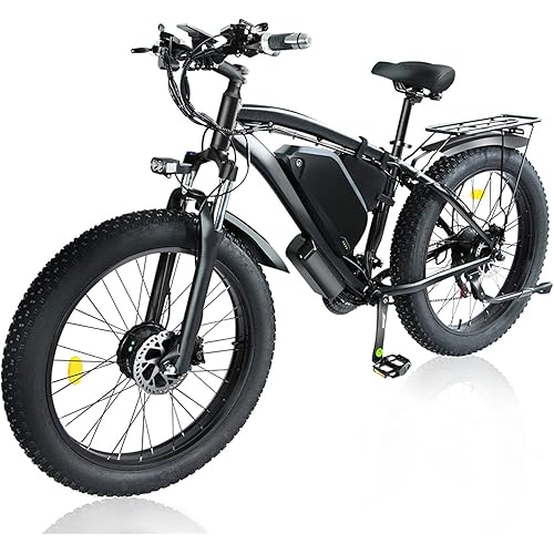 SMLRO Fat Tire Electric Bike 2000w Ebikes for Adults 48V 22.4AH Removable Battery 35MPH Dual Motor 26” Electric Dirt Bike Shimano 21 Speed Hydraulic Disc Brakes