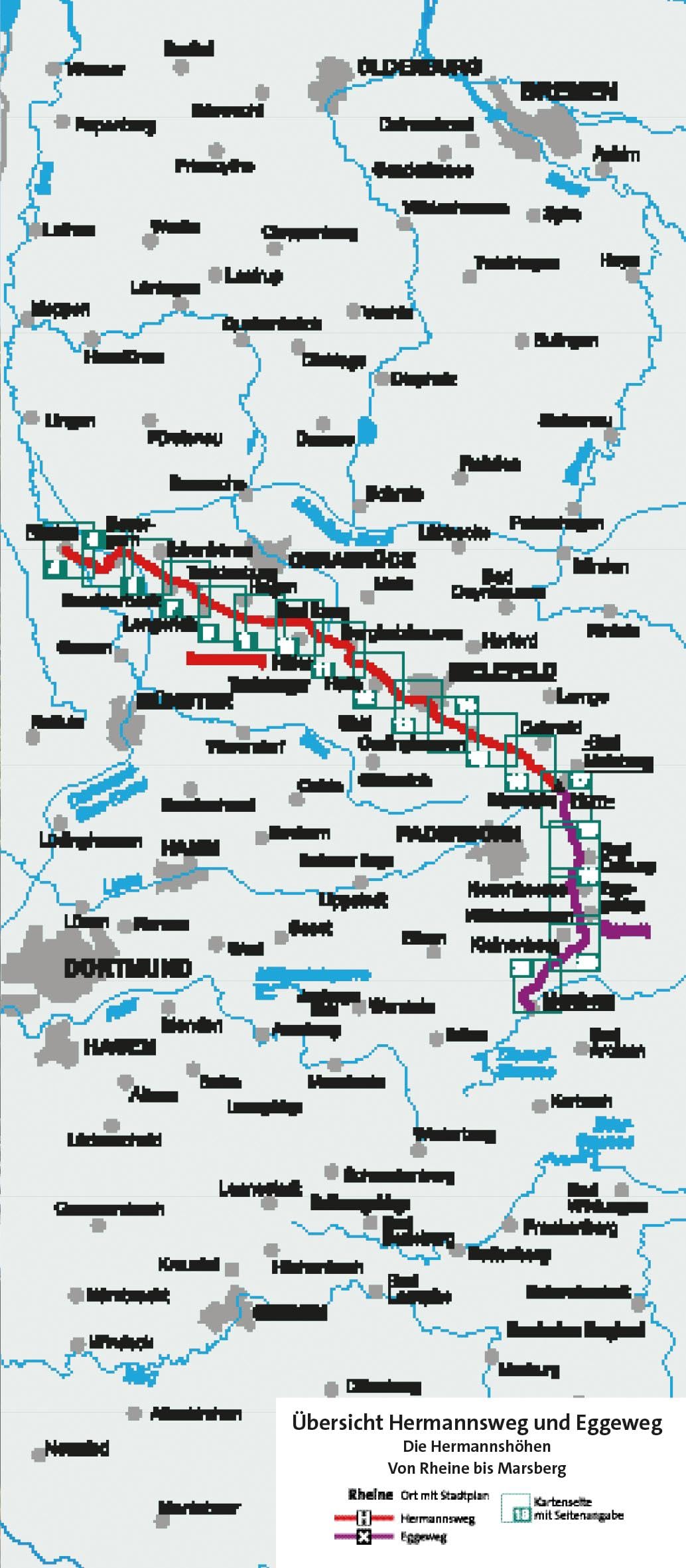 KOMPASS Wander-Tourenkarte Hermannsweg und Eggeweg, Die Hermannshöhen 1:50.000: Leporello Karte, reiß- und wetterfest: 2504