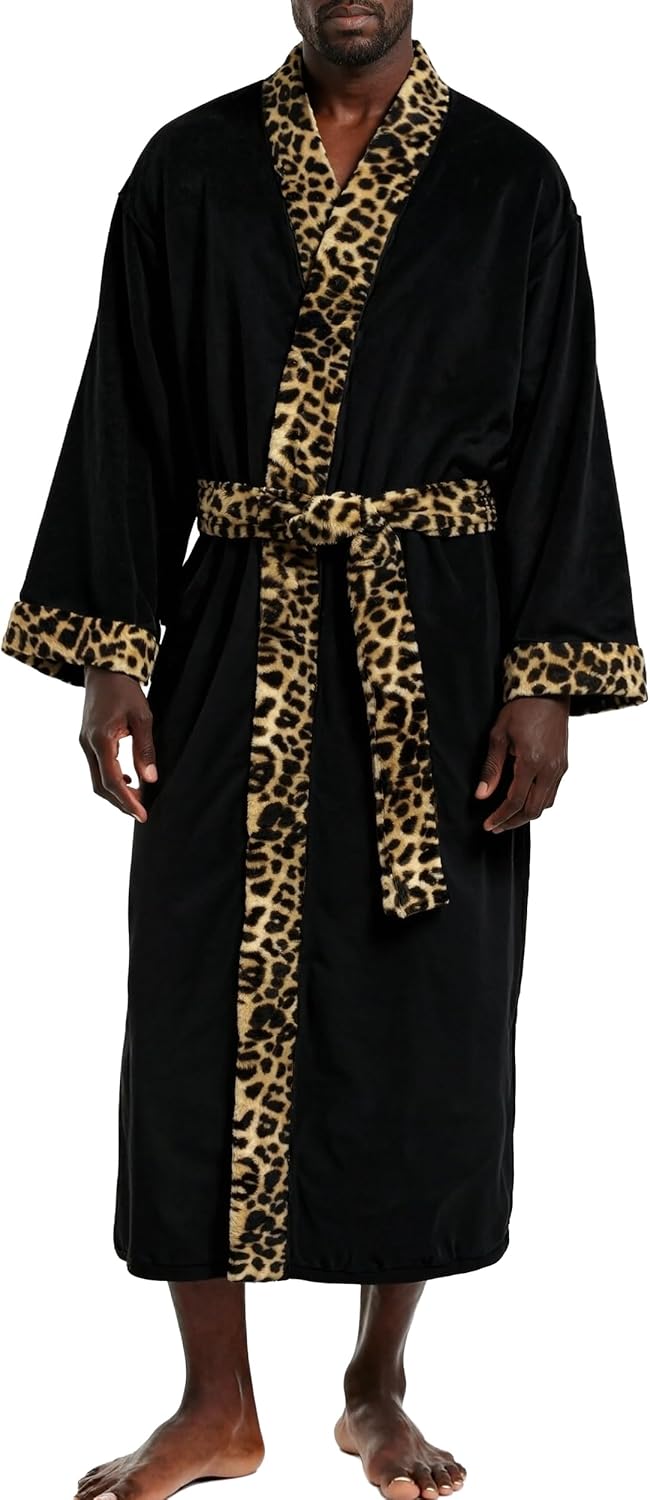 Alexander Del Rossa Men’s Plush Fleece Robe – Warm, Cozy, Winter Lounge Robe with Pockets