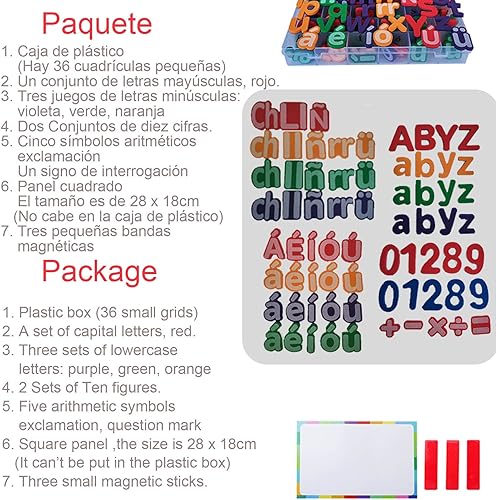 Miniatura 3 de Imanes del alfabeto de letras magnéticas españolas - Letras Españolas y Números Magnéticos para Niños, 4 colores para aula y enseñanza en casa, 4
