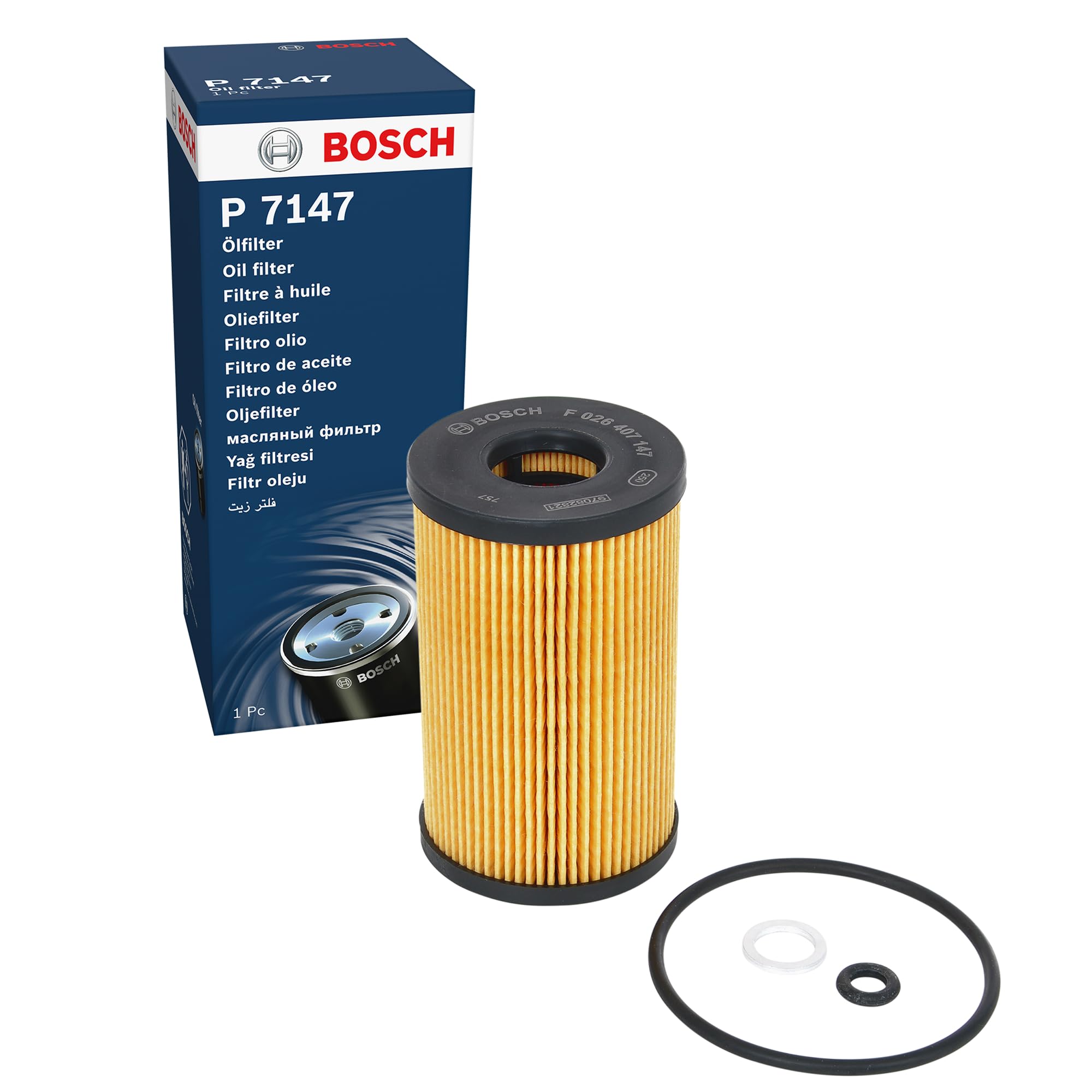 Bosch P7147 Car Oil Filter - Replacement Filter, black