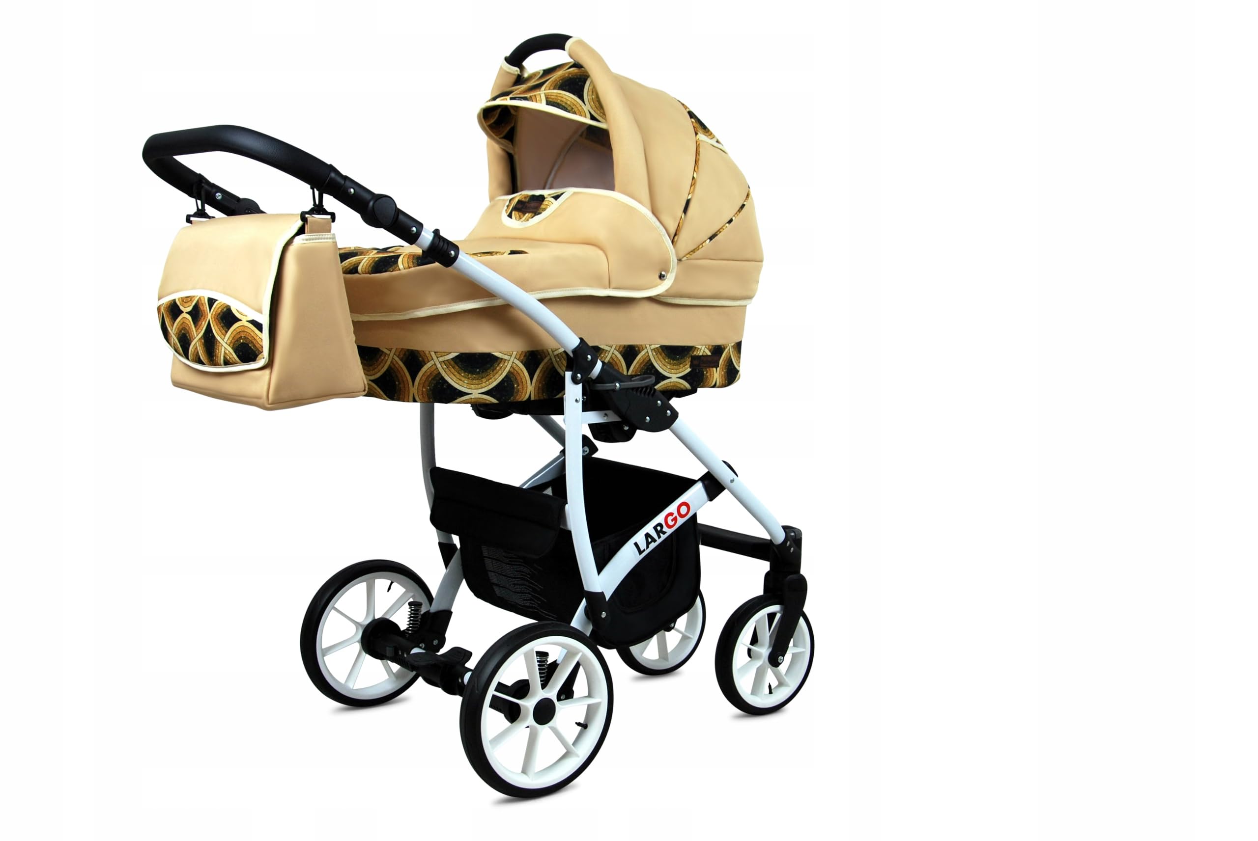 BabyLux Zestaw wózków dziecięcych 4 w 1 – Largo – w zestawie wanienka dla niemowląt, fotelik sportowy, fotelik samochodowy, stacja bazowa ISOFIX – fotelik samochodowy – zestaw wózków dziecięcych