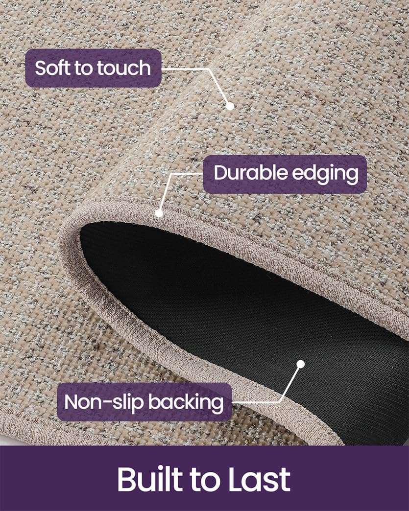 DEXI Runner Rug for Hallway 3x12, Non Slip Low Pile Entryway Rug Runners with Rubber Backing, Dirt Trapping Hallways Floor Carpet for Indoor Hall Kitchen Bedroom Bathroom Laundry Room, Beige