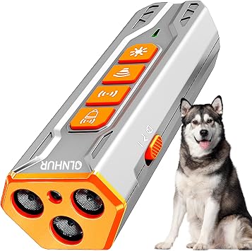 Dog Bark Deterrent Device - Anti-Bark Devices for Dogs,Rechargeable Ultrasonic Dog Bark Deterrent 30Ft Effective Control Range,Safe for Human & Dogs Portable Grey