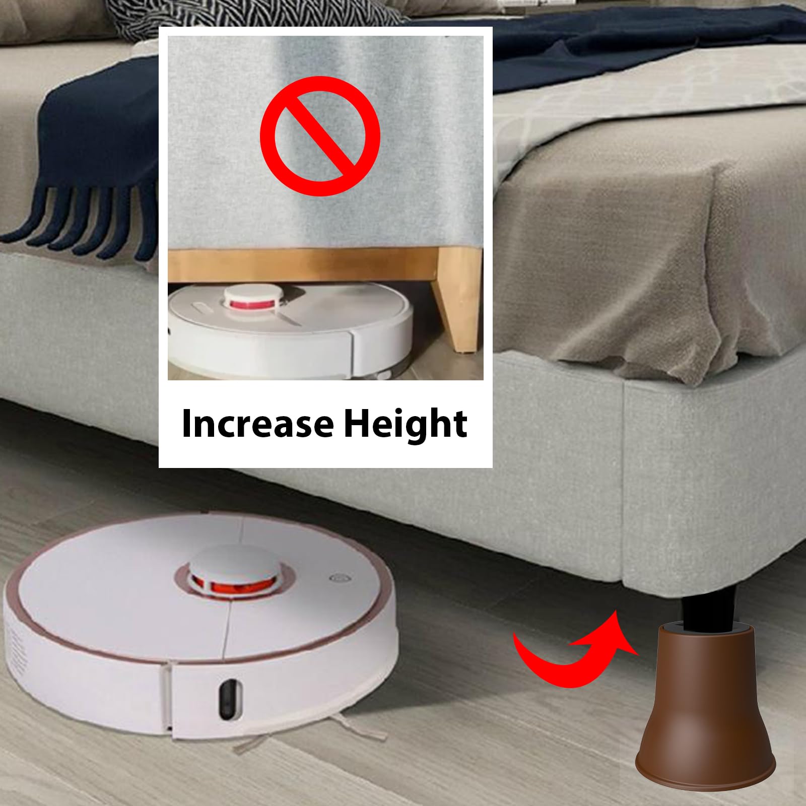 MYMULIKE Rialzi per letto da 15,2 cm, confezione da 6, resistenti, sollevano fino a 997,9 kg, rialzi rotondi per divani, supporti TV e sedie