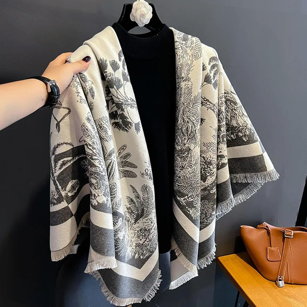 Bufanda de Invierno de Lujo para Mujer, pañuelo cálido de Cachemira, chales para Mujer, Bufandas Gruesas y Suaves, Bufandas con borlas, estolas