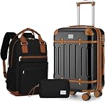 LARVENDER Luggage Sets 3 Piece, 20 Inch Carry on Luggage 22x14x9 Airline Approved Hardside PC+ABS Suitcase Set with Spinner Wheels TSA Lock, Lightweight Suitcase for Women, Cotton Candy
