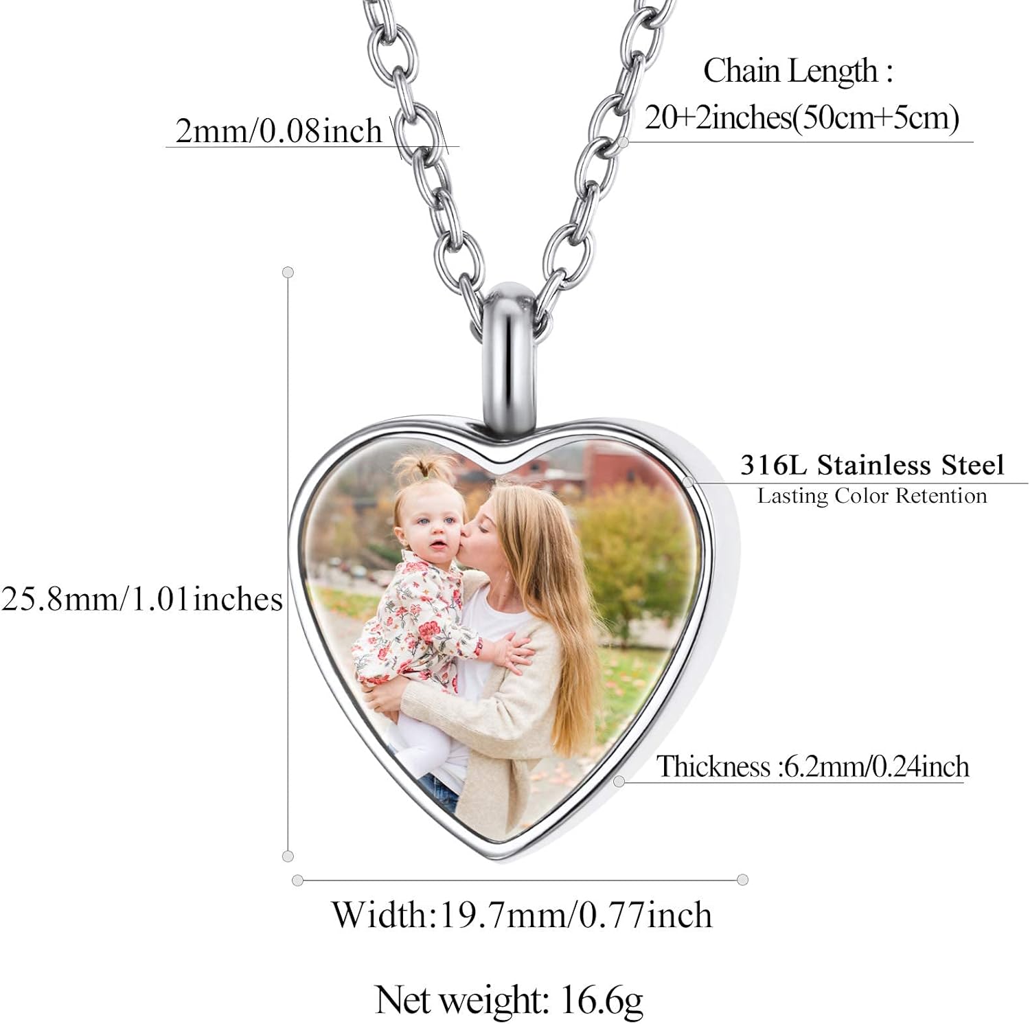 FindChic Customized Heart Shaped Urn Necklaces for Ashes with Custom Picture/Birthstone Stainless Steel/18K Gold Plated Claddagh/Angel Wing Pendant Waterproof Keepsake Cremation Jewelry, with Gift Box