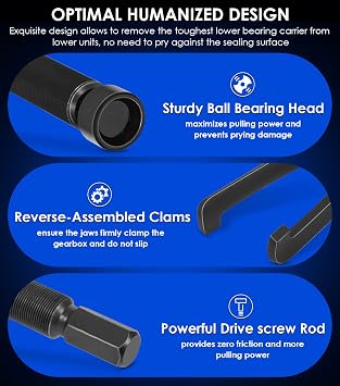 Upgrade Lower Bearing Carrier Puller for Yamaha Johnson Evinrude Mercury Honda Mercruiser, Lower Bearing Puller with Adjustable Arms Fit for Most Gearcases 115hp and Above