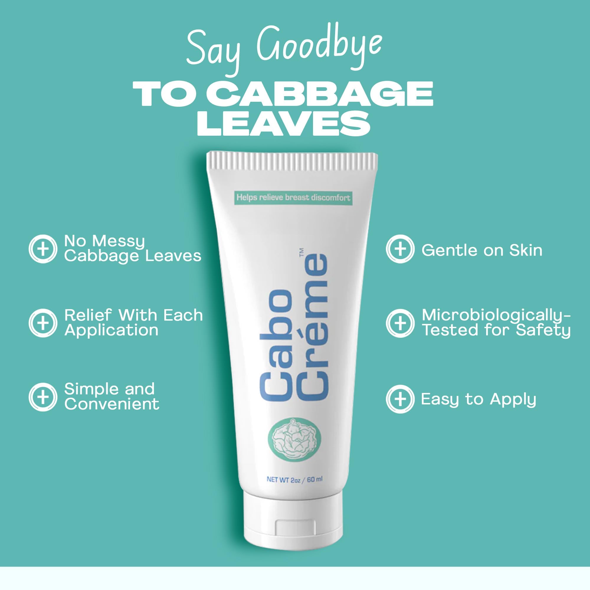 CaboCréme Lot de 2 crèmes de poitrine au chou pour soulager la tendresse et l'engorgement, soutien du sevrage d'allaitement – Sécher le lait maternel – Essentiel post-partum – Créé par OB-GYN et