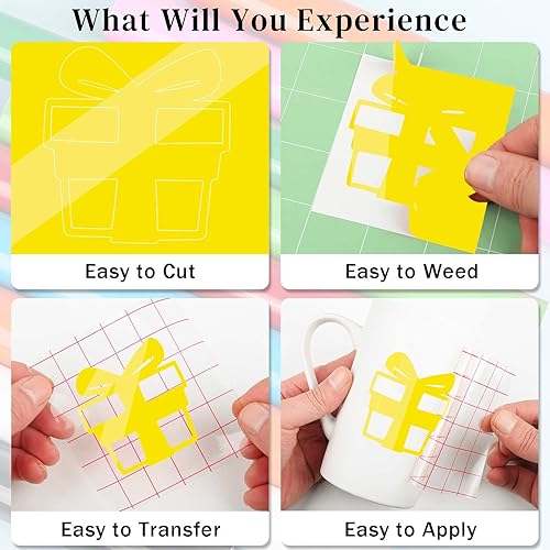 Miniatura 3 de Lya Vinyl Vinilo permanente amarillo brillante, rollo de vinilo adhesivo de 12 pulgadas x 6 pies, rollo de vinilo adhesivo amarillo brillante para