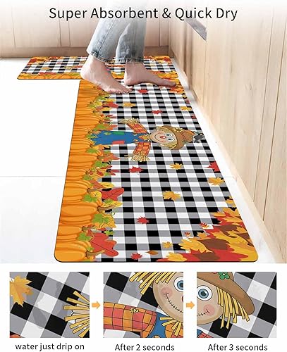 Miniatura 4 de Tapete de baño antideslizante para bañera, tapete de baño de espantapájaros, calabaza, hojas, alfombra de pasillo de baño, alfombra de pasillo de