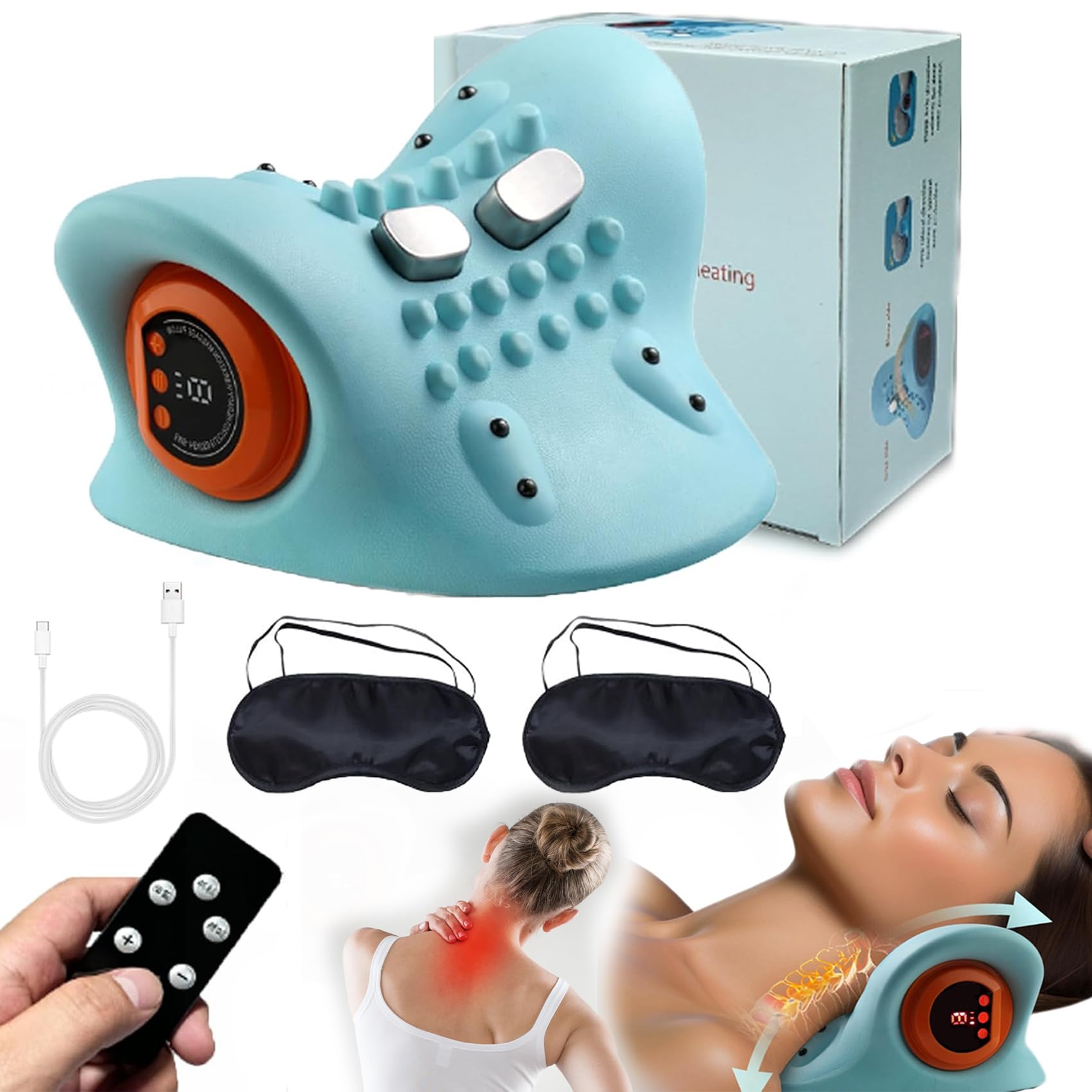 Neuralife Neck Massager, 2025 Top Notch Neck Massage and Shoulder Relaxer with Heat, 26° Angle Cervical Traction Device for Pain Relief Deep Tissue, Erase Hump, Restore Natural Curve