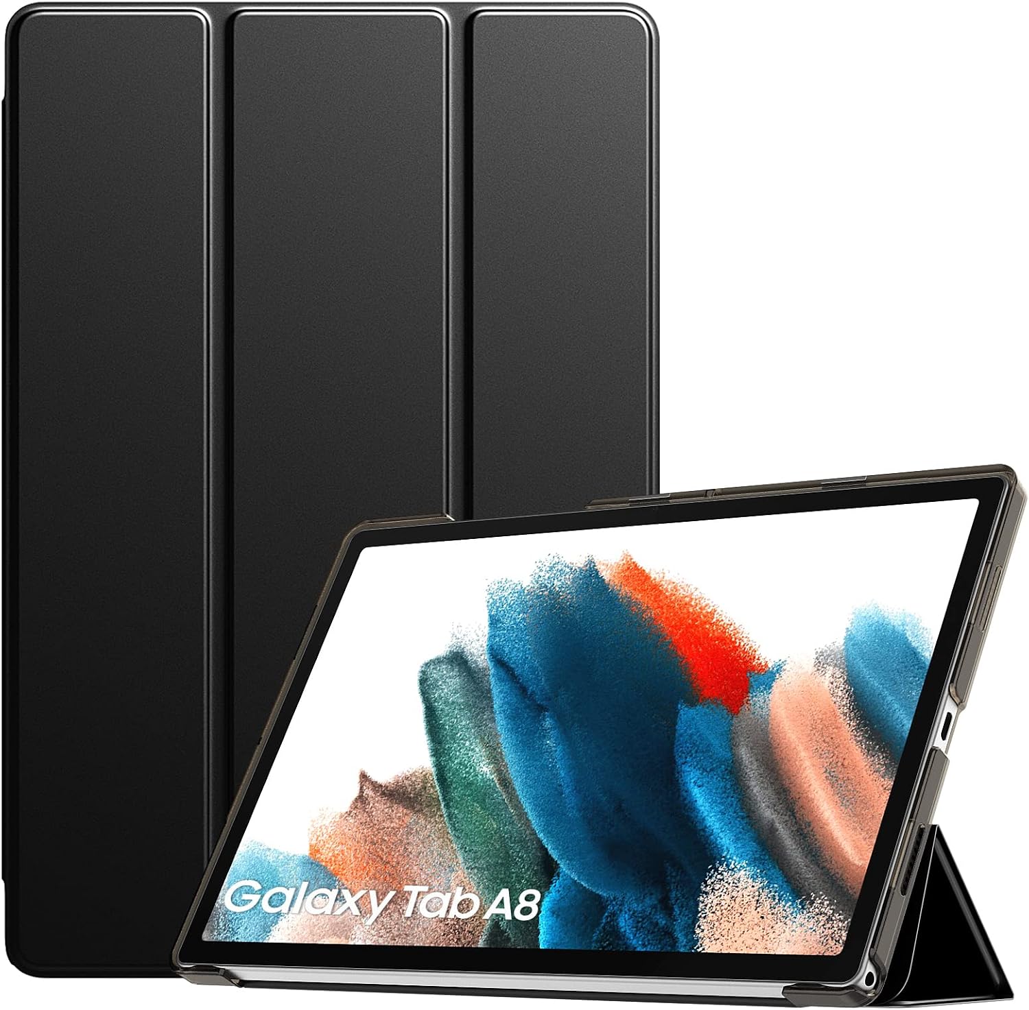 TiMOVO Slim Case for Galaxy Tab A8 10.5 Case 2022 SM-X200/ SM-X205, Slim Translucent Frosted Hard Back Tri-Fold Protective Case for Samsung Galaxy Tab A8 Tablet, Black