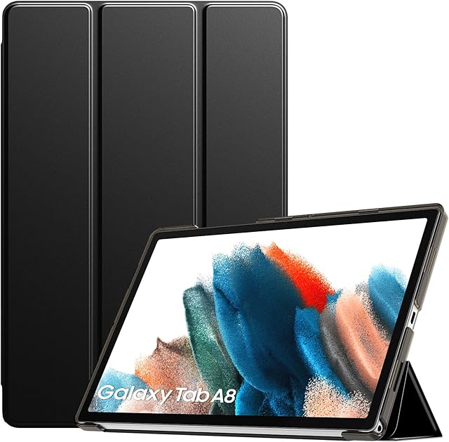 TiMOVO Case for Samsung Galaxy Tab A8 Case 10.5" 2021/2022 (SM-X200/SM-X205), Samsung A8 Tablet Case, Slim Translucent Frosted Hard Back Tri-Fold Protective Cover, Black