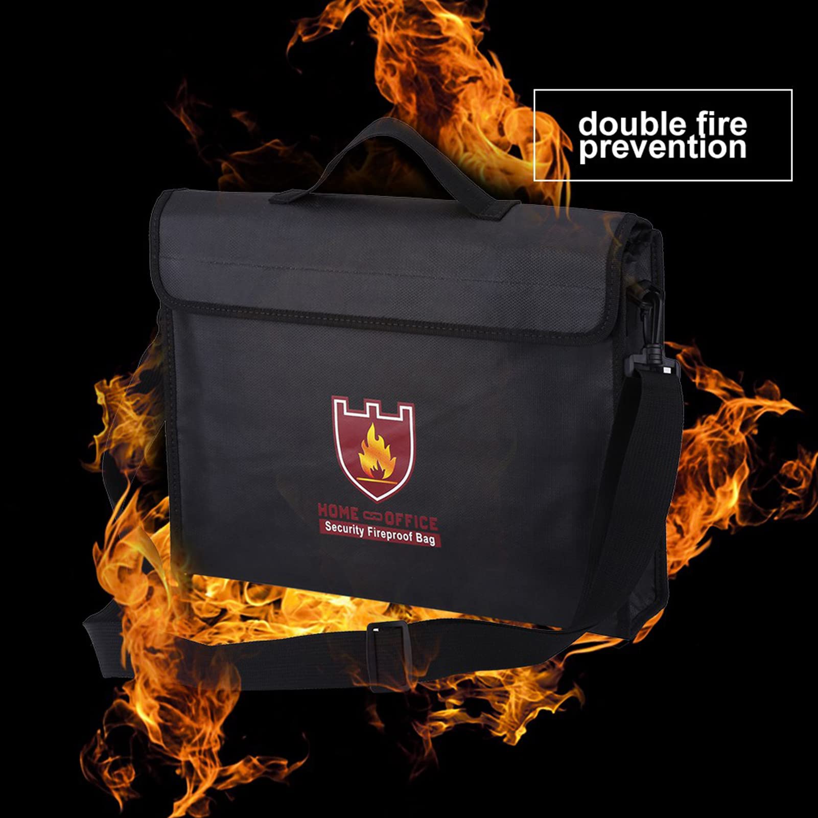 Cassetta di Sicurezza Impermeabile Antincendio, 2 Misure Borsa Ignifuga a Doppia Faccia Custodia Ignifuga Per Documento di Denaro Batteria LiPo(38 * 28 * 7.5CM)