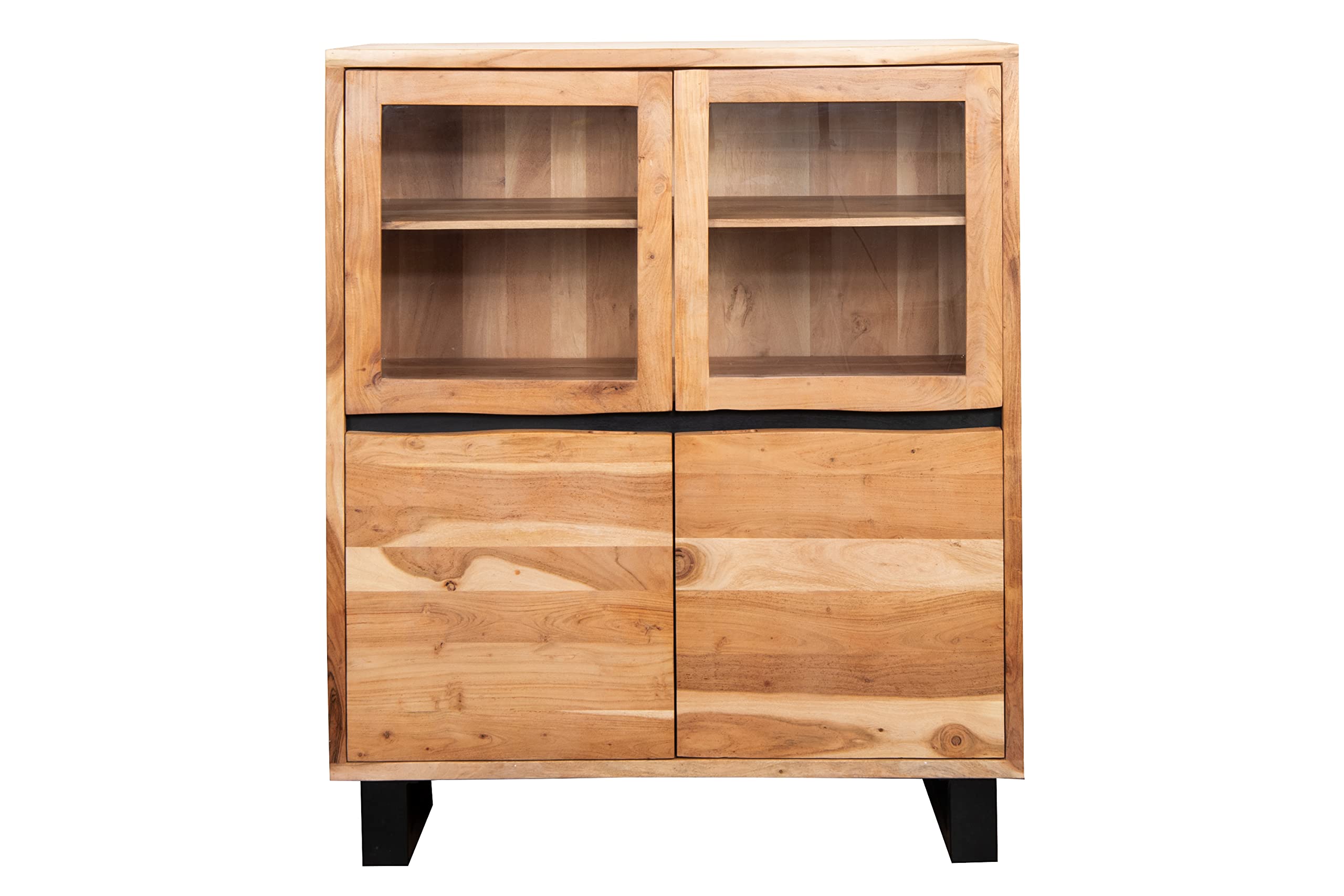 SAM Highboard Kyoto II, Akazienholz massiv & naturfarben, 118x45x140 cm