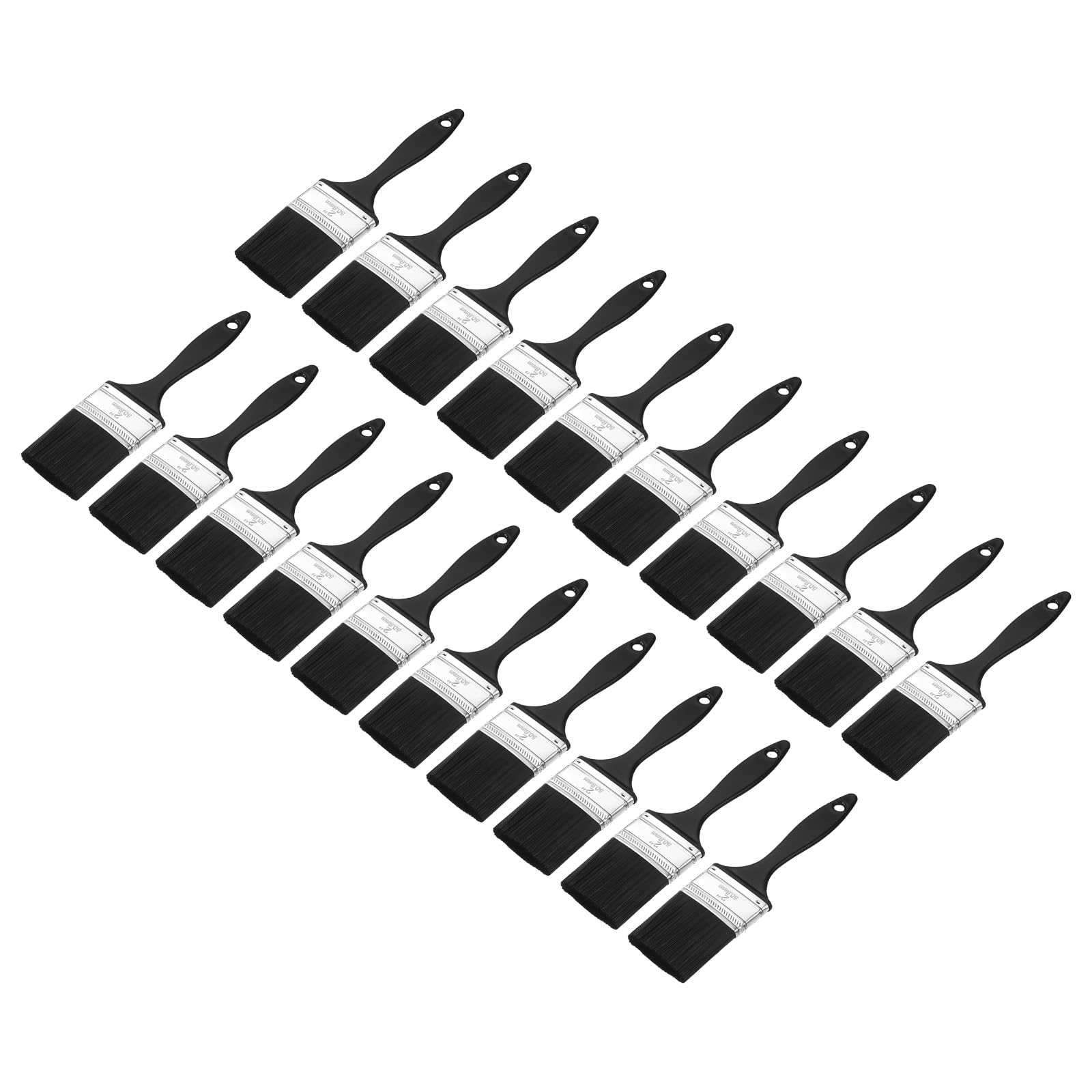 QUARKZMAN 20 Pezzi Pennelli 2"/50mm, Pennello Piatto Setole In Nylon Con Manico In Plastica, Pennello Professionale Per Pittura Acrilica E Vernici Latex E Olio, Nero