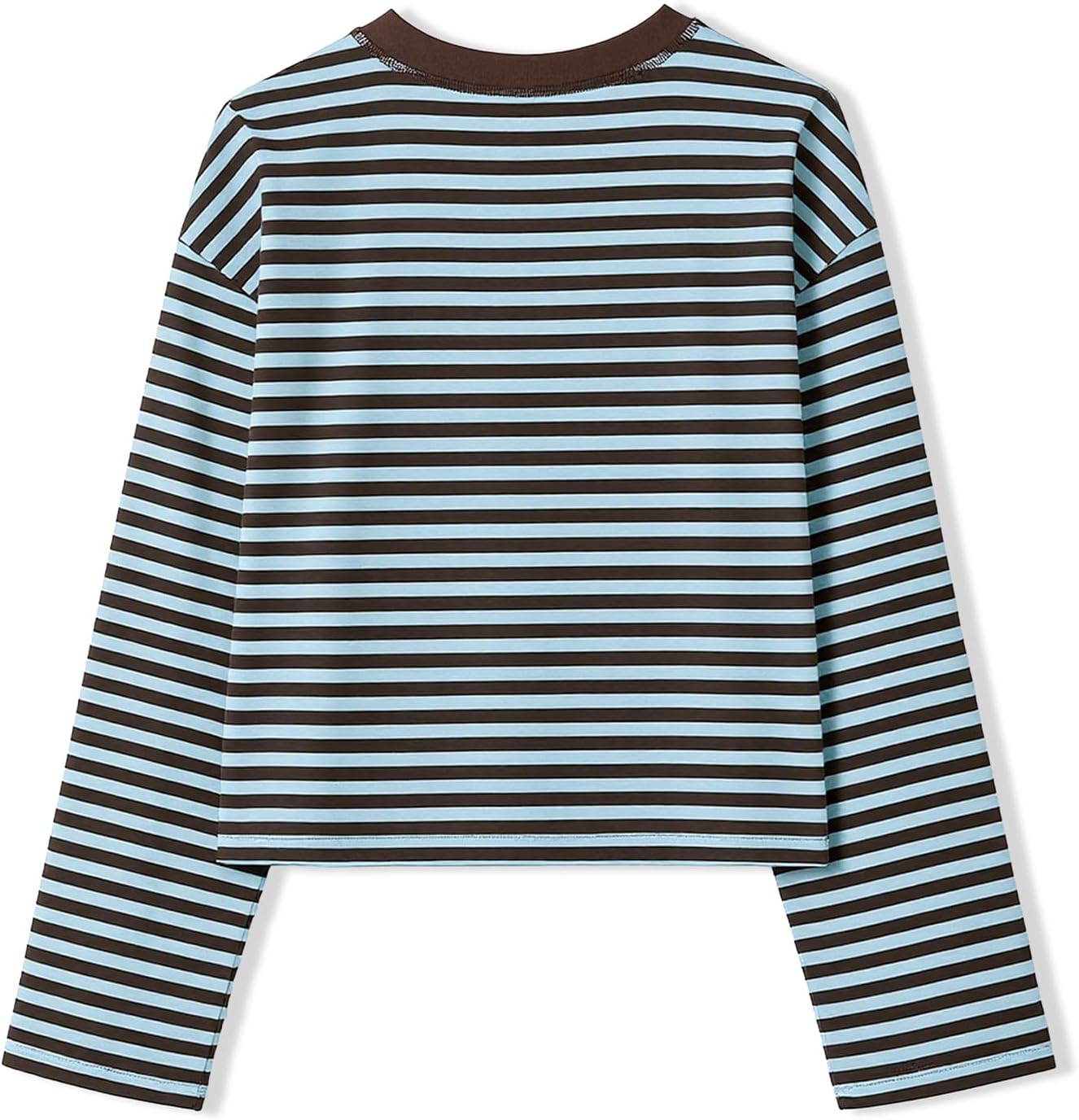 Striped Bloom Long Sleeve Shirt for Women Boxy Tee Top Streetwear thumbnail