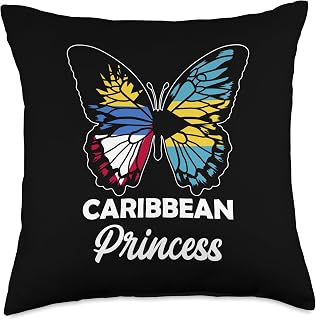 Antigua Barbuda and Bahamas Mix Caribbean Princess Antigua & Bahamas Half Bahamian Antiguan Throw Pillow, 18x18, Multicolor
