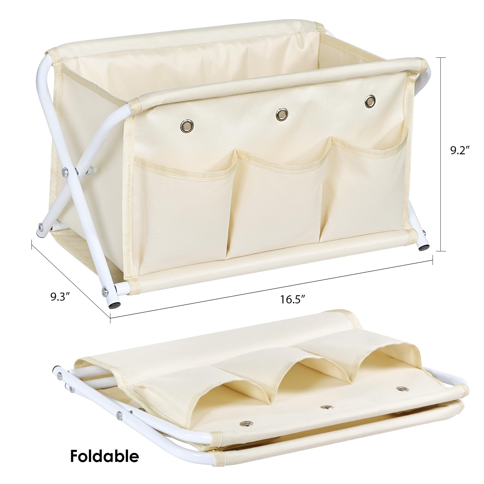 KEEGH Garn-Organizer mit großem Fassungsvermögen, Installationsfreier Garn-Caddy mit 3 Taschen, Häkeltasche, Organizer für Häkelnadeln, Stricknadeln, Zubehör