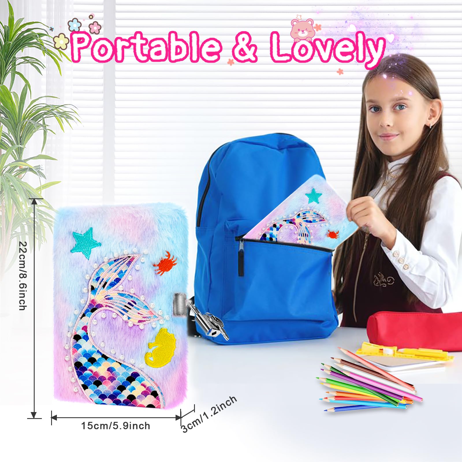 PESLNG Girl's Diary with Padlock, Multicolored - Image 2