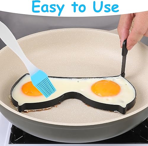 Miniatura 4 de Paquete de 3 anillos divertidos para freidora de huevos, anillos de huevo de acero inoxidable para freír huevos, molde para panqueques de huevo,