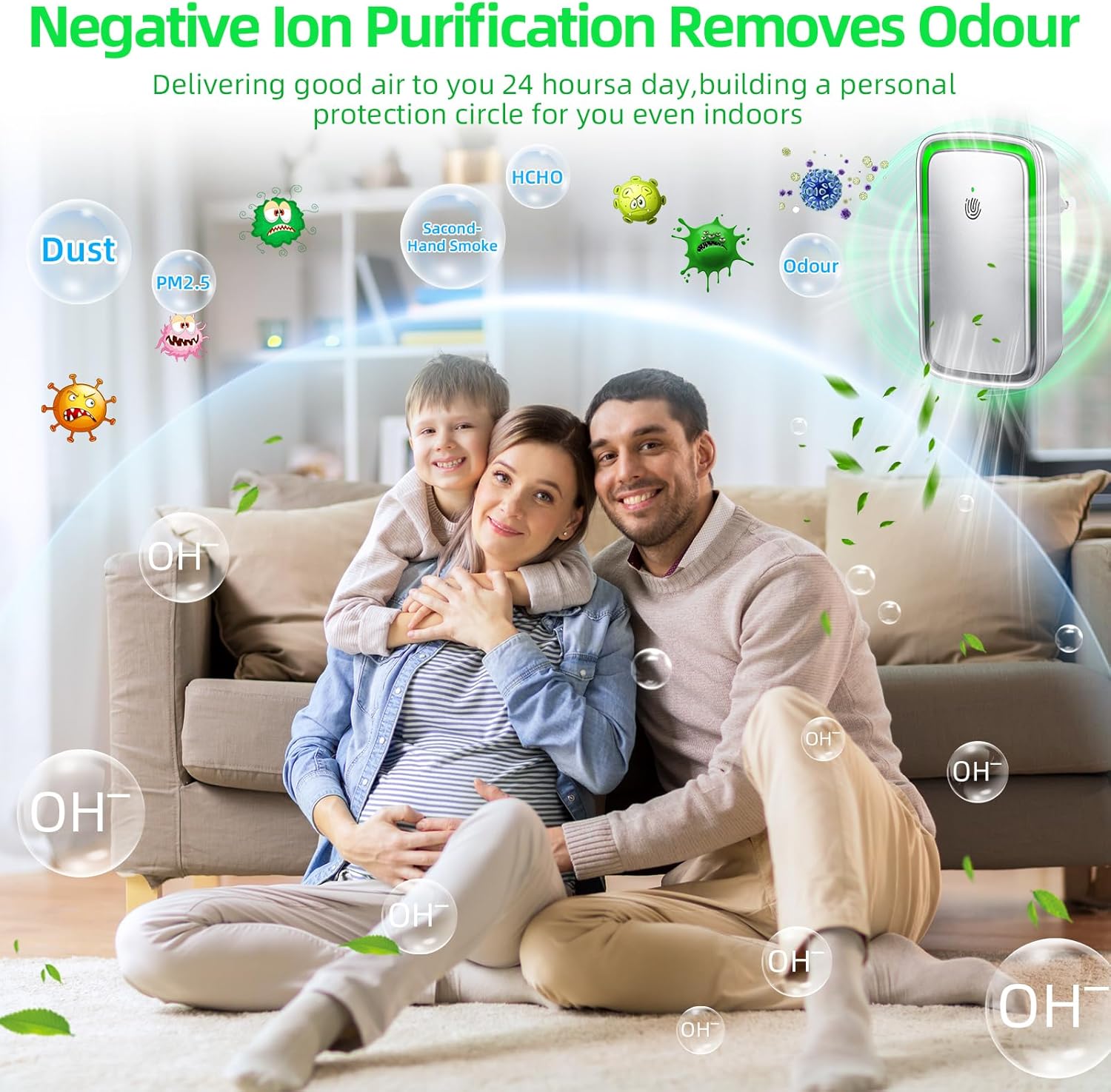 6 Pack Air Purifier Plug In,Air Ionizers for Home,Portable Negative Ion Air Freshener,Quiet Filterless Air Purifiers for Home, Office Kitchen Bathroom,Mini Air Cleaner for Pet Odor,Dust,Grey