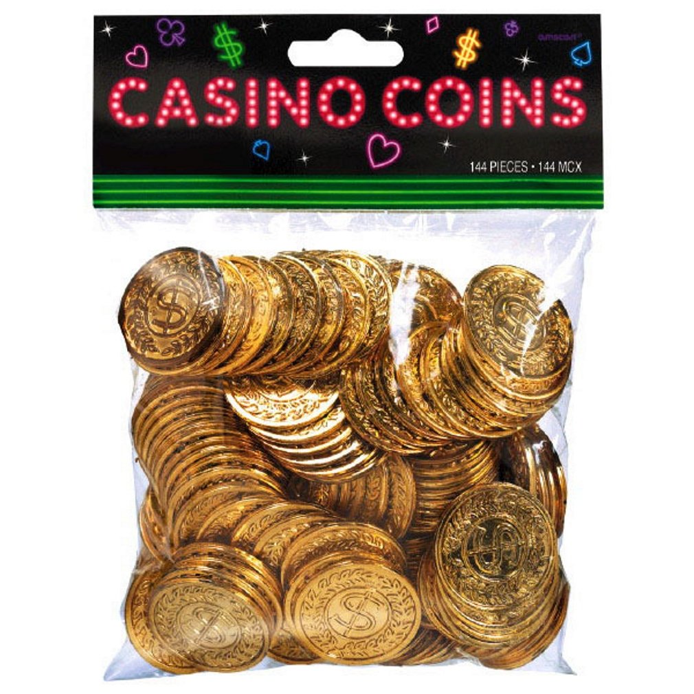 Plastic Casino Gold Coins, 144 Ct - Pacakaging May Vary