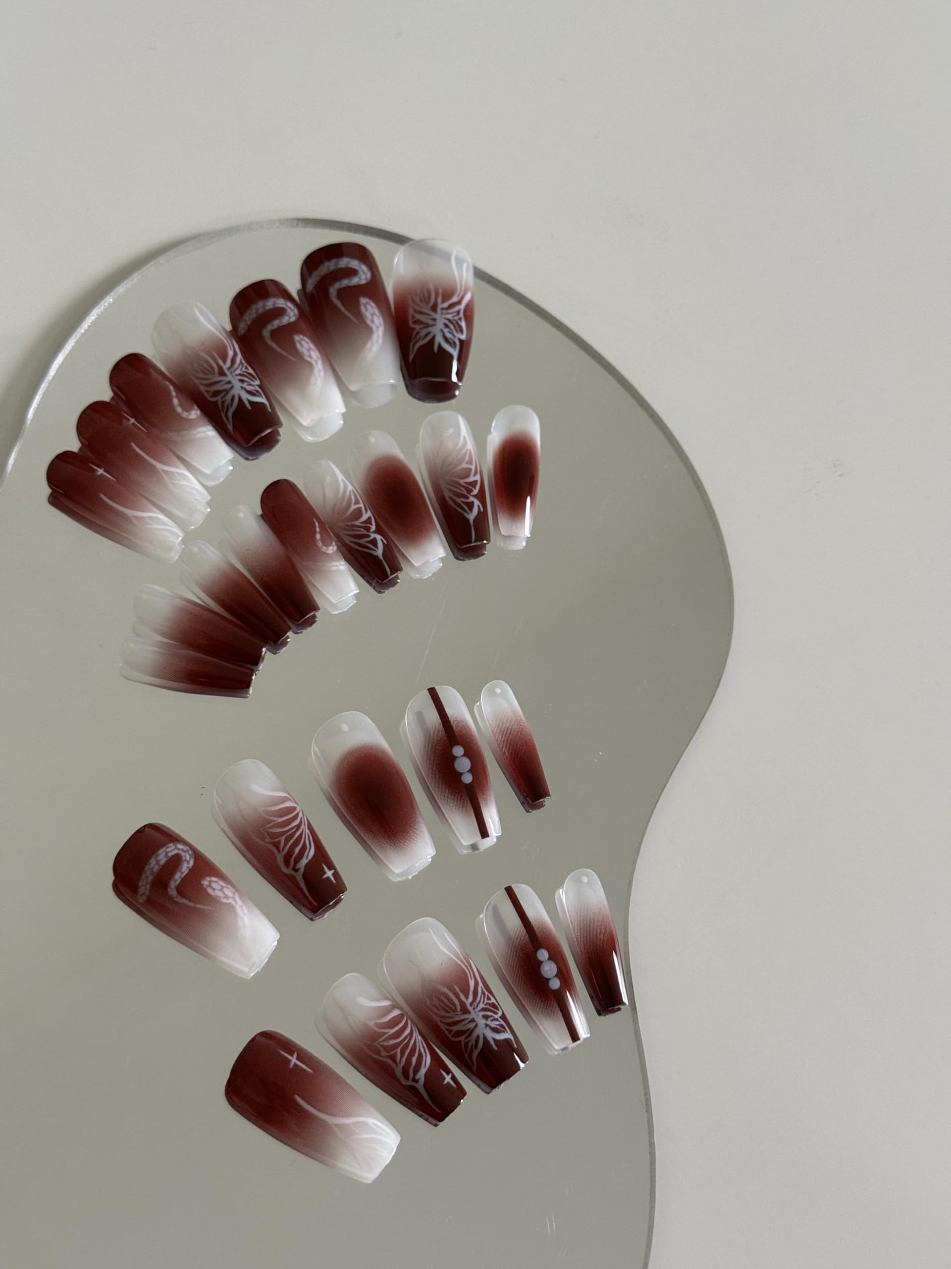 Press on nails 24PCS, glue nails,long size medium size, french tip, basic, heart, french nails daily use nail, false nail, long lasting (style4, 1)