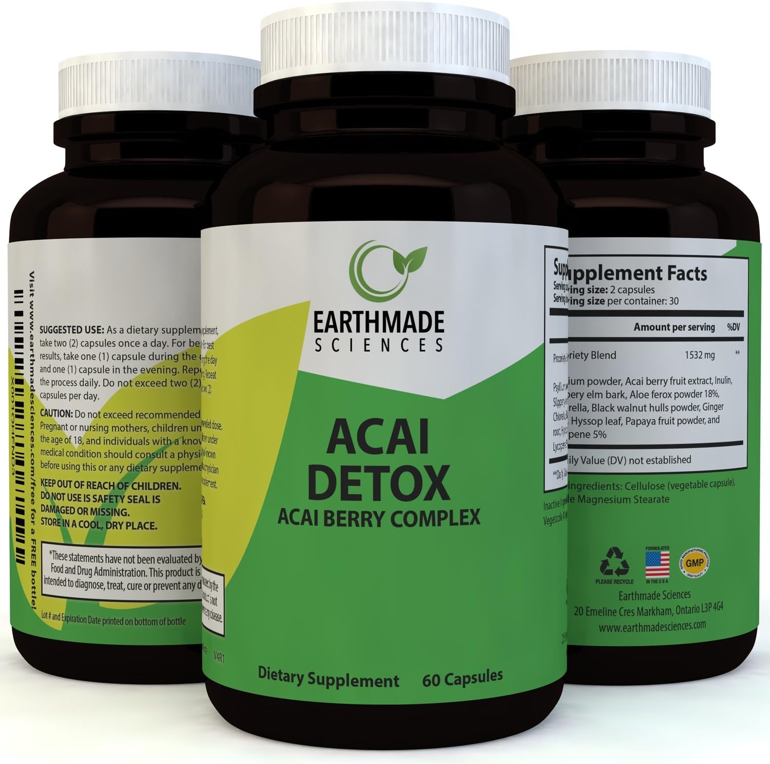 Pure Acai Berry Weight Loss Supplement - Natural Fat Burner Appetite Suppressant and Antioxidant Detox for Men & Women - Supports Digestion and Blood Sugar - 600 mg Capsules by Earthmade Sciences