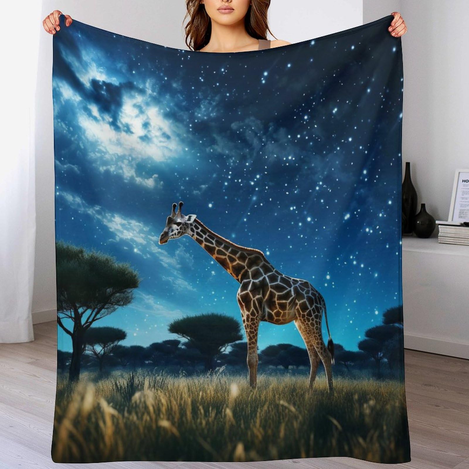 Manta para sofá de jirafa, manta gruesa de 180x200 cm mullida para cama y salón invierno
