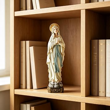Our Lady Of Lourdes Statue, 14.96 Inch Resin Virgin Mary Religious Decor | Elegant Faith Accent For Altars, Gardens, Shelves And Spiritual Gifts