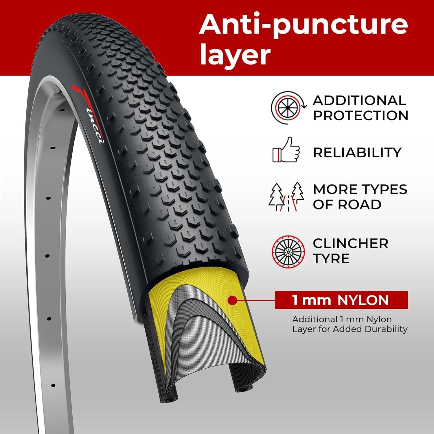 Fincci Opony rowerowe 700 x 38 c, 40-622 - para płaszcza rowerowego 28 cali z ochroną przed przebiciem 1 mm i 2 dętką rowerową 40-622 wentyl Presta – Gravel Falt opony 60 TPI do rowerów elektrycznych